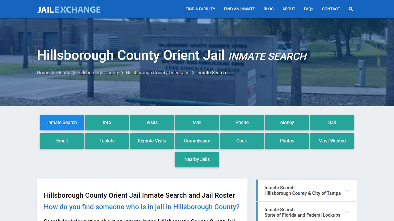 Hillsborough County Orient Jail Inmate Search - Jail Exchange